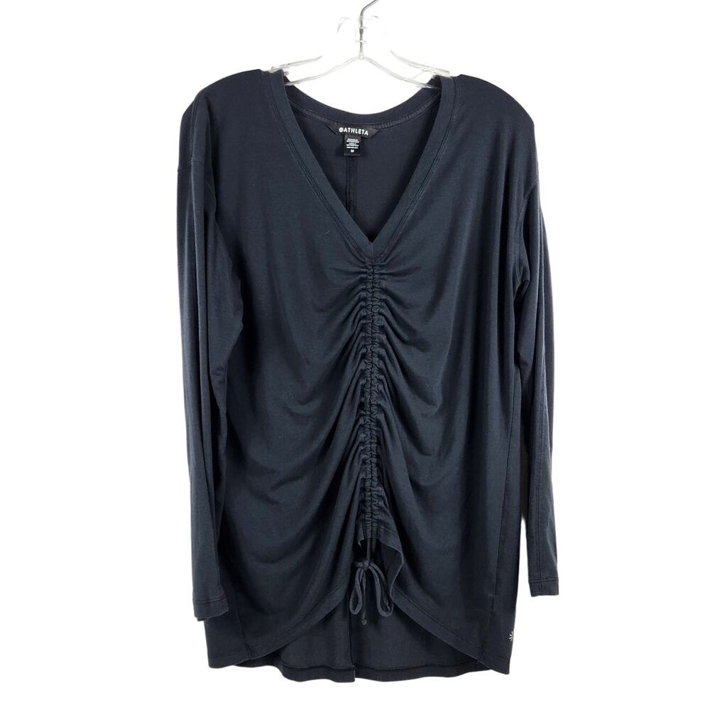 Athleta Womens M Crossover Ruched Long Sleev Top